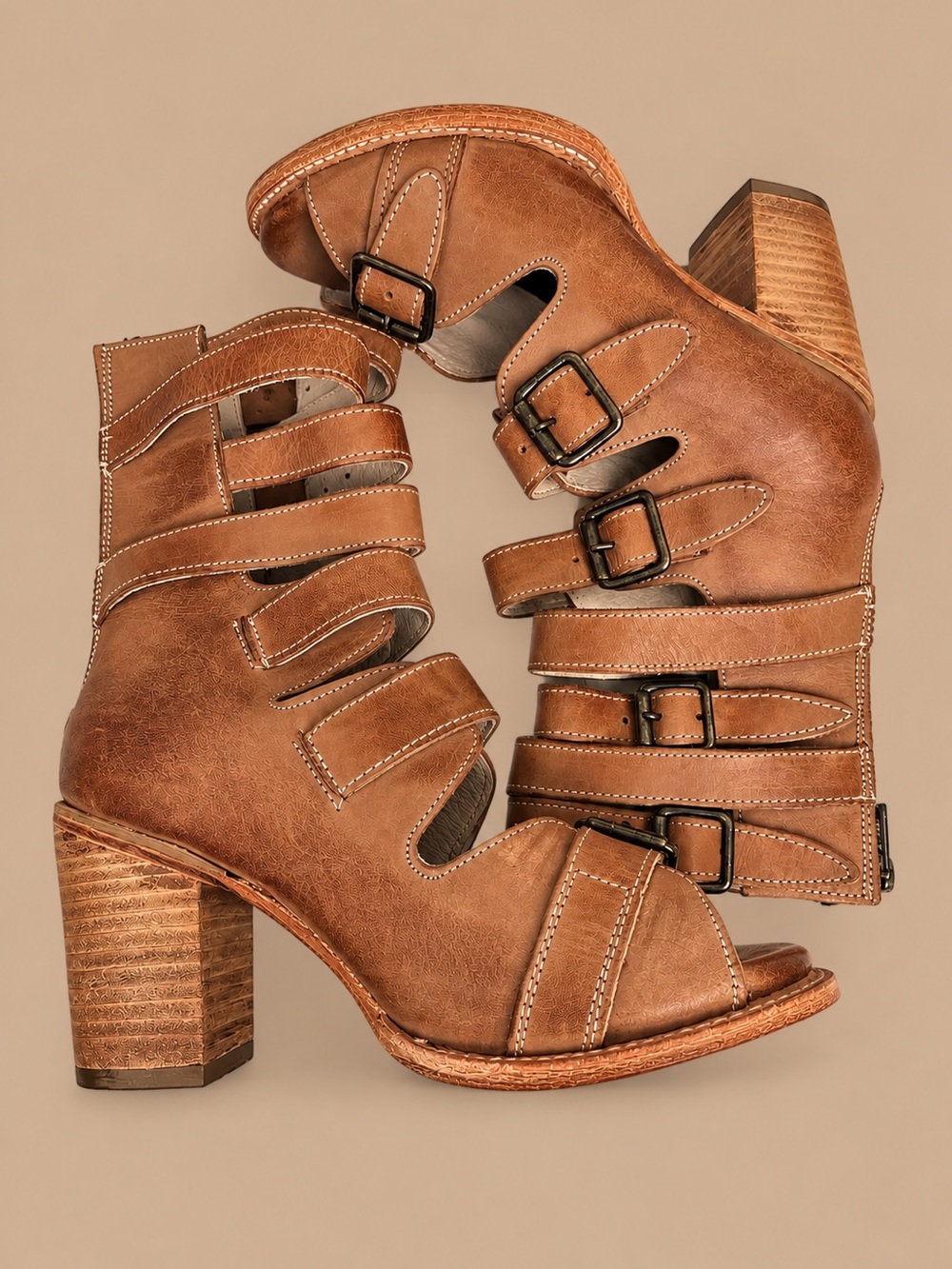 FREEBIRD Bond Natural Leather Gladiator Heeled Sandals Size 8 BNWOT